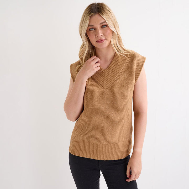 Ladies Sleeveless Knitted V - Neck Jumper from You Know Who's
