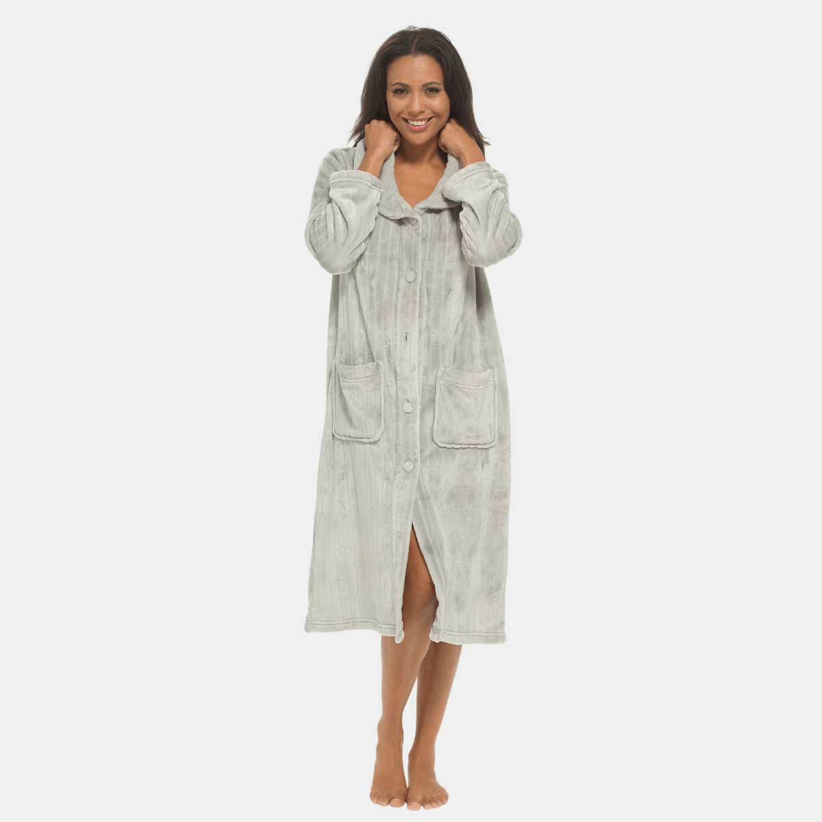 Ladies Soft Touch Grey Dressing Gown from You Know Who's