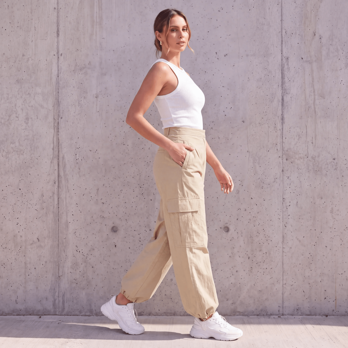 Ladies Stone Cargo Parachute Trouser from You Know Who's