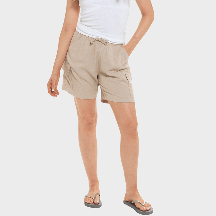Ladies Stone Linen Blend Cargo Shorts from You Know Who's