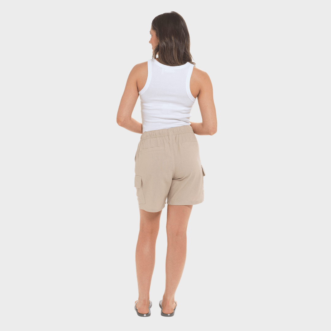 Ladies Stone Linen Blend Cargo Shorts from You Know Who's