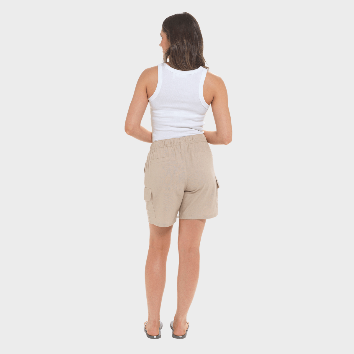 Ladies Stone Linen Blend Cargo Shorts from You Know Who's