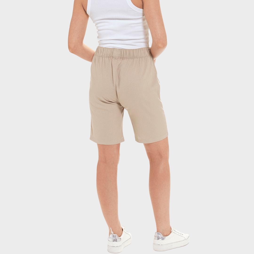 Ladies Stone Linen Blend Tie Shorts from You Know Who's
