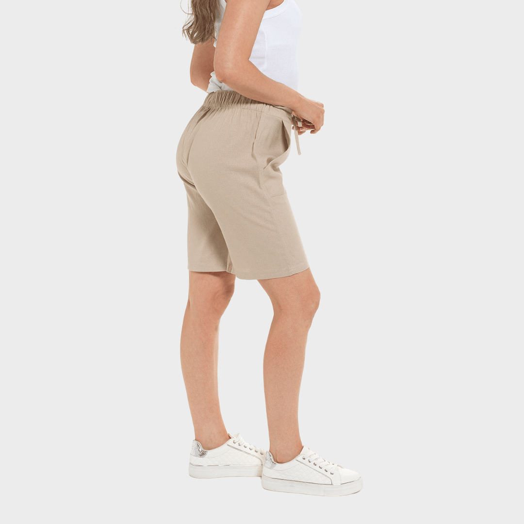 Ladies Stone Linen Blend Tie Shorts from You Know Who's