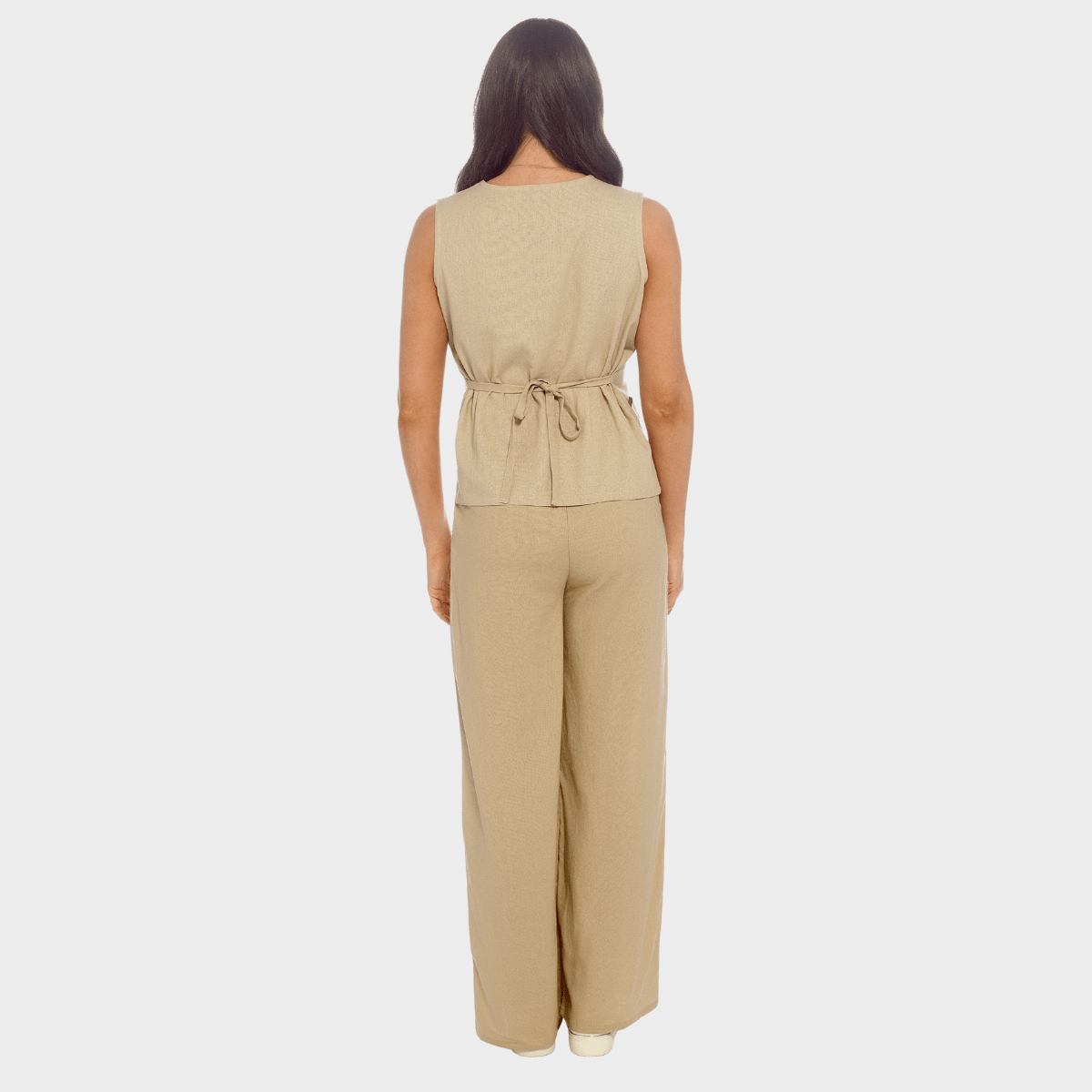 Ladies Stone Linen Blend Wide Leg Trouser from You Know Who's