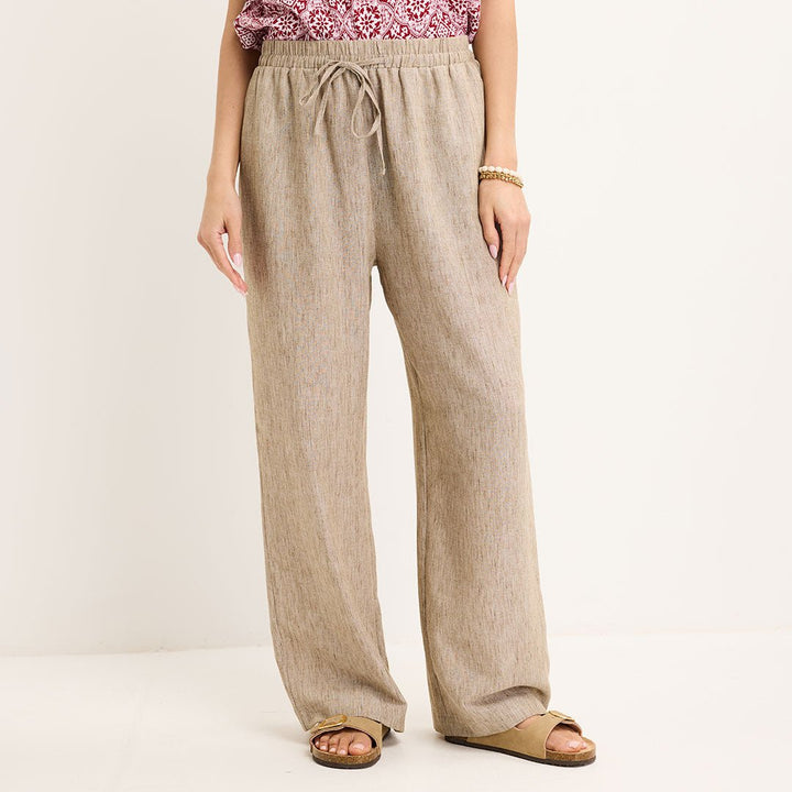 Ladies Stone Linen Mix Trousers from You Know Who's