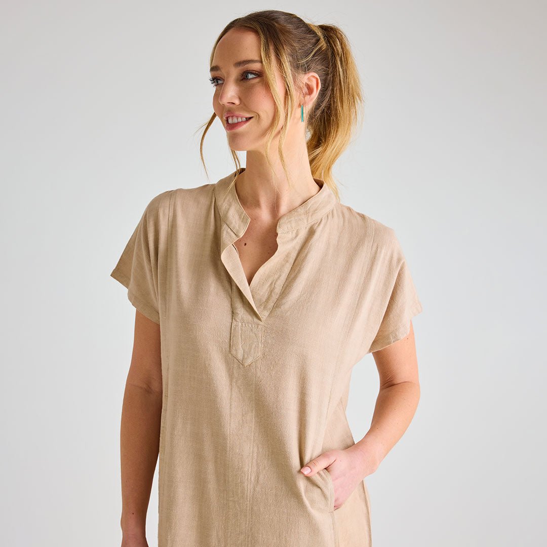 Ladies Stone Linen Pocket Dress from You Know Who's