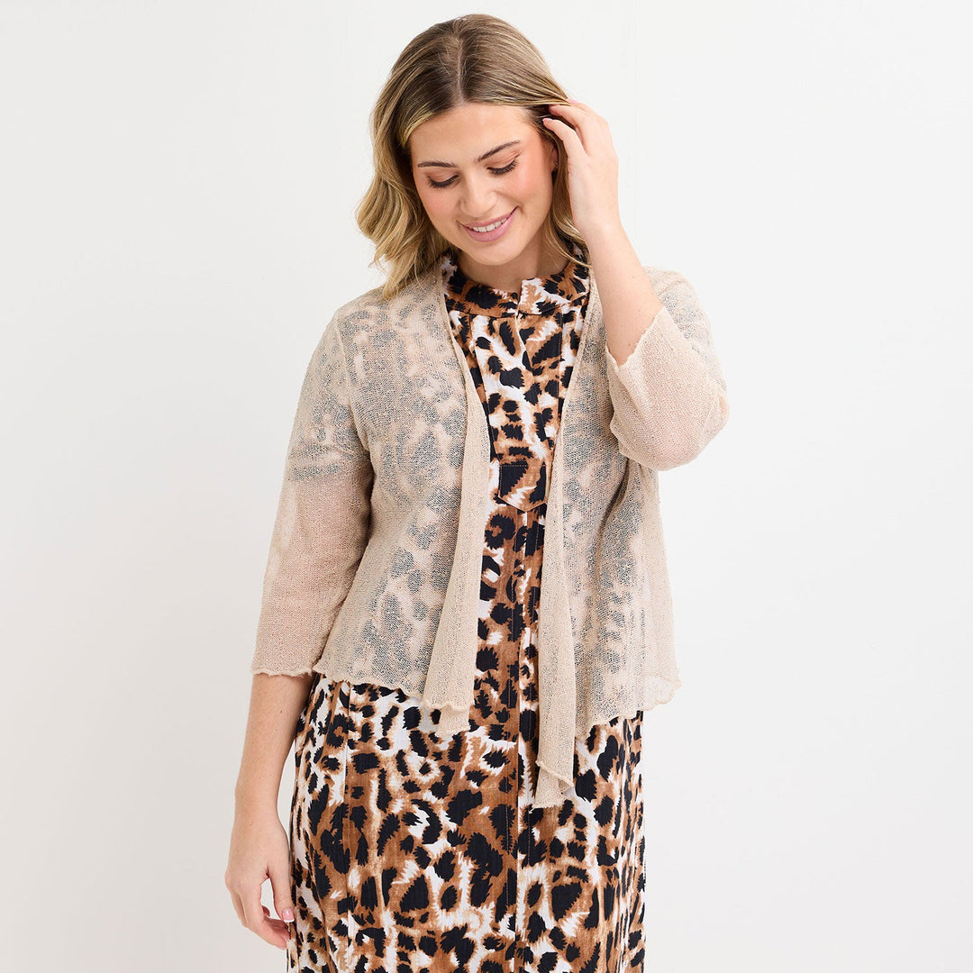 Ladies Stone Popcorn Waterfall Knit Cardigan from You Know Who's