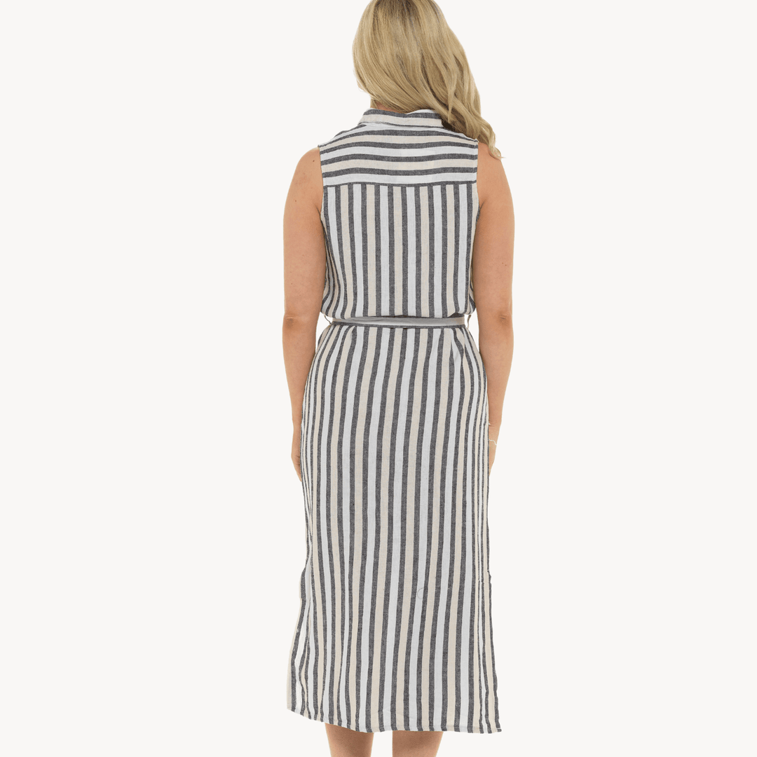 Ladies Stone Stripe Linen Shirt Dress from You Know Who's