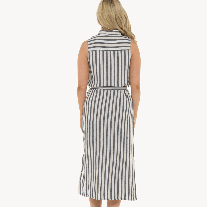 Ladies Stone Stripe Linen Shirt Dress from You Know Who's