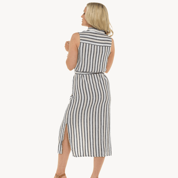 Ladies Stone Stripe Linen Shirt Dress from You Know Who's