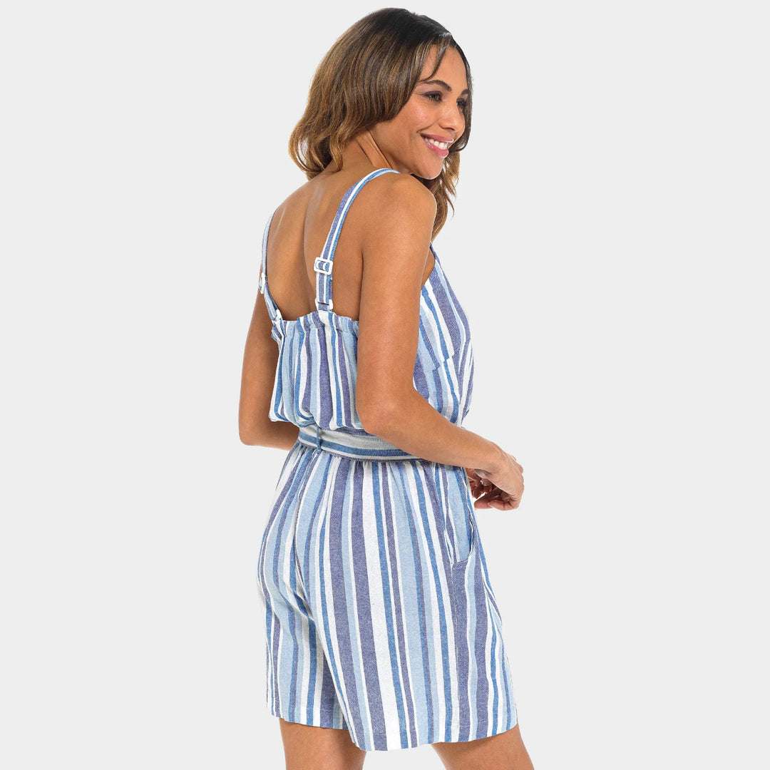 Ladies Stripe Linen Belted Playsuit from You Know Who's