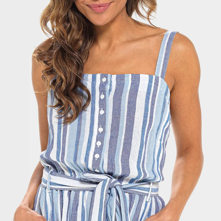 Ladies Stripe Linen Belted Playsuit from You Know Who's