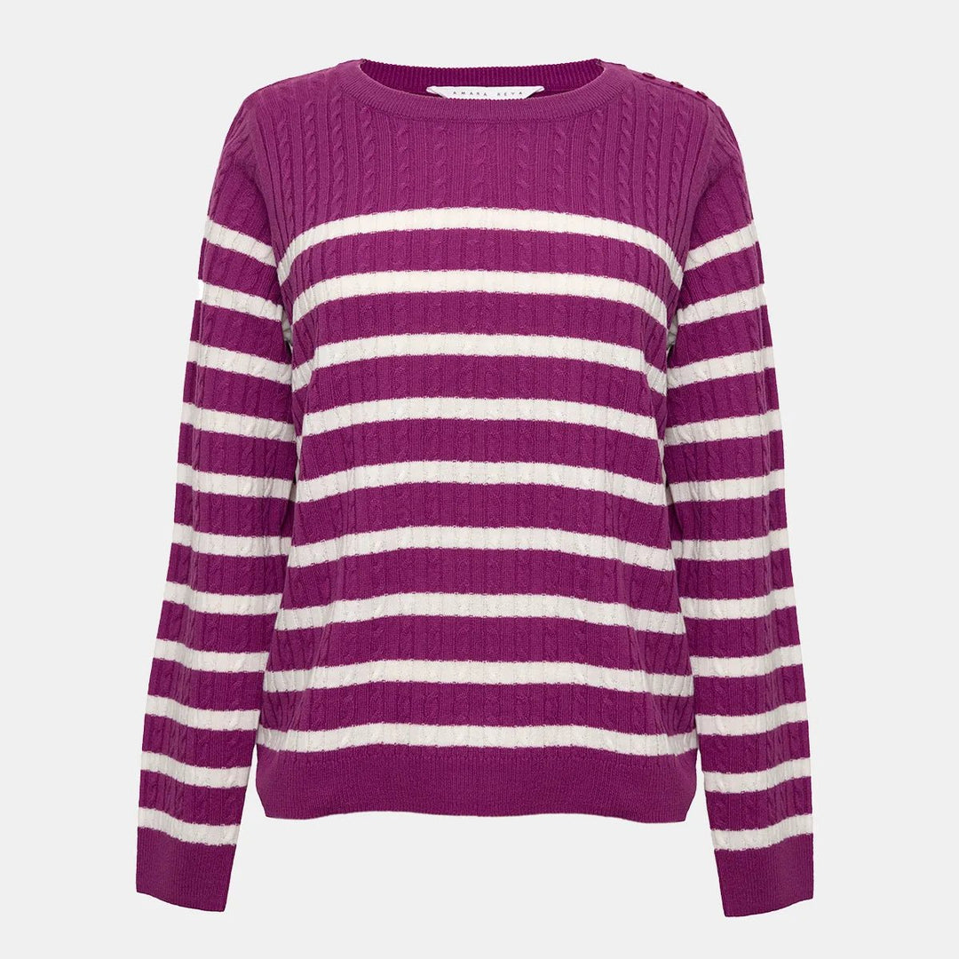 Ladies Striped Cable Knitted Jumper from You Know Who's