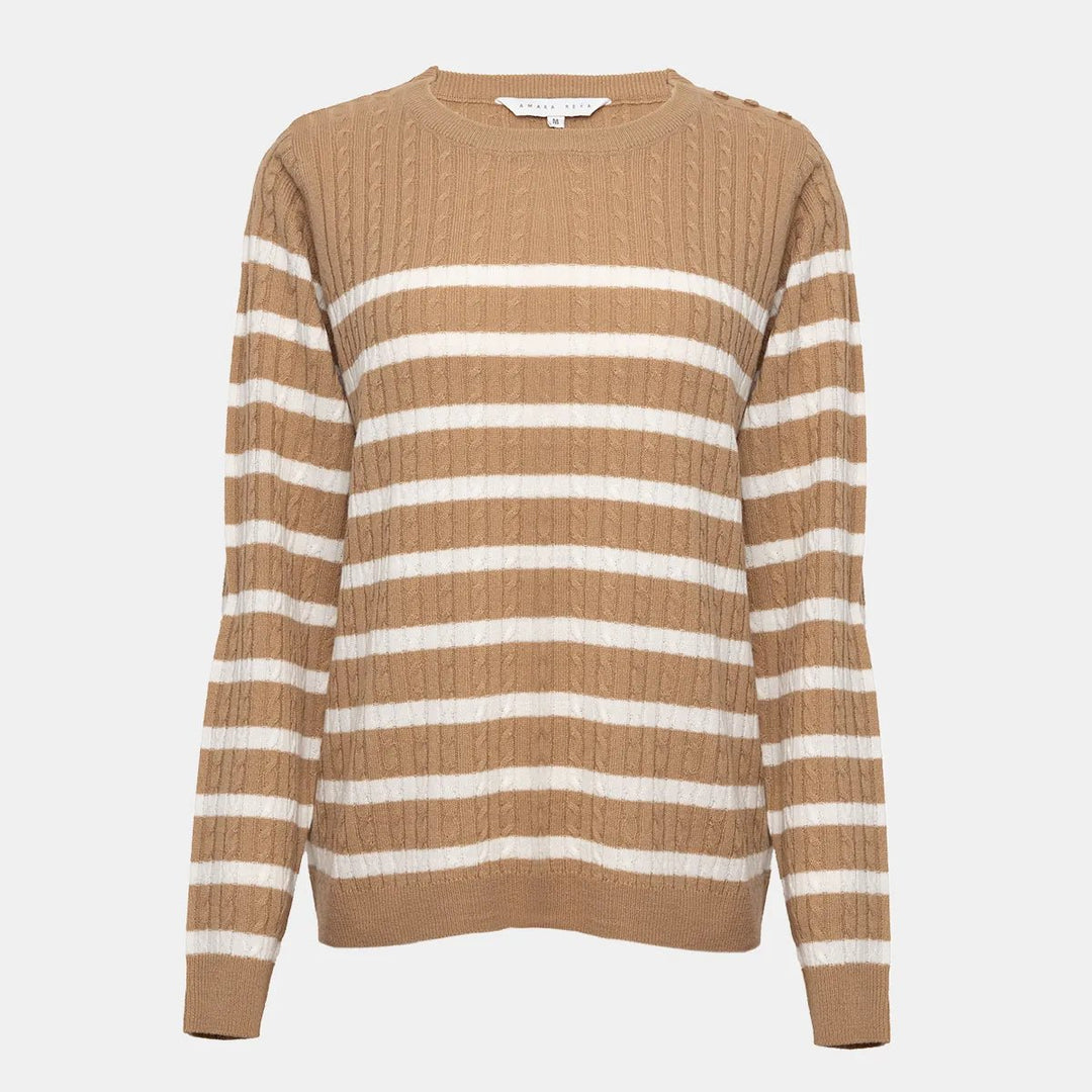 Ladies Striped Cable Knitted Jumper from You Know Who's