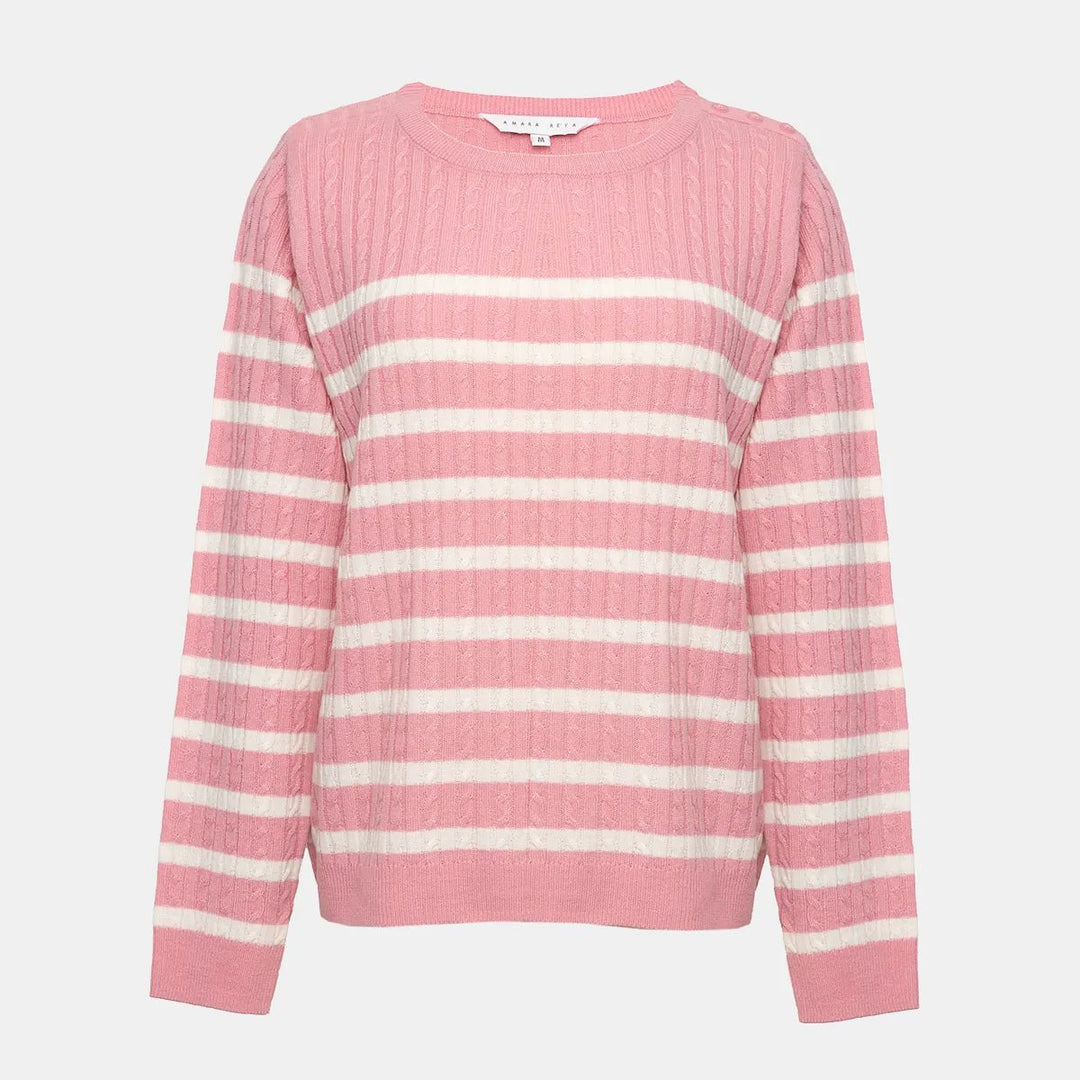 Ladies Striped Cable Knitted Jumper from You Know Who's