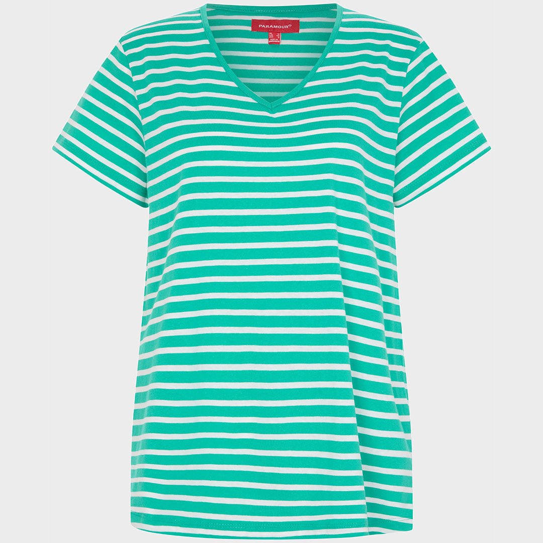 Ladies Striped Vneck T-Shirt from You Know Who's