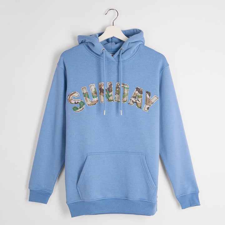 Ladies Sunday Camo Slogan Hoodie Denim from You Know Who's