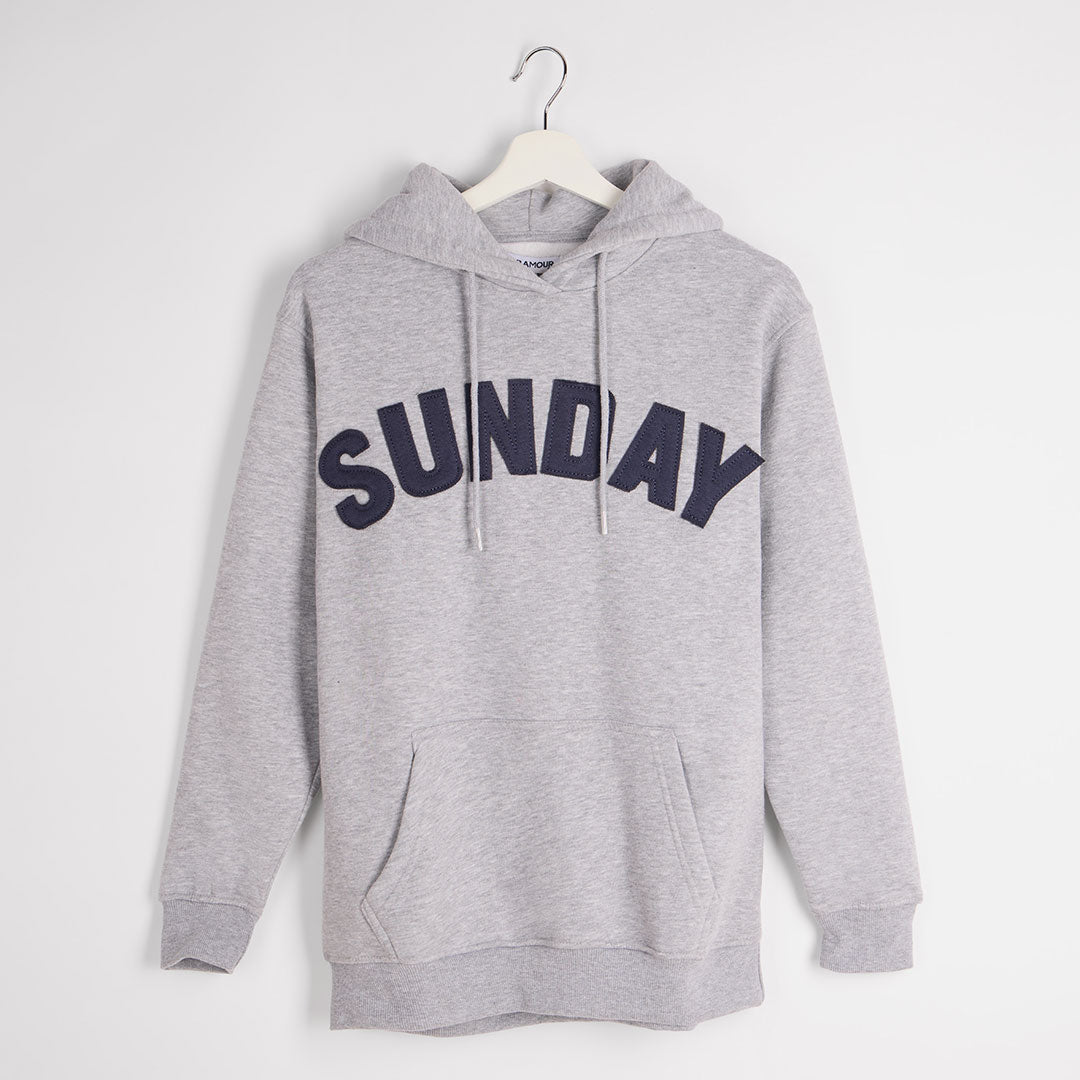 Ladies Sunday Plain Slogan Hoodie Grey from You Know Who's