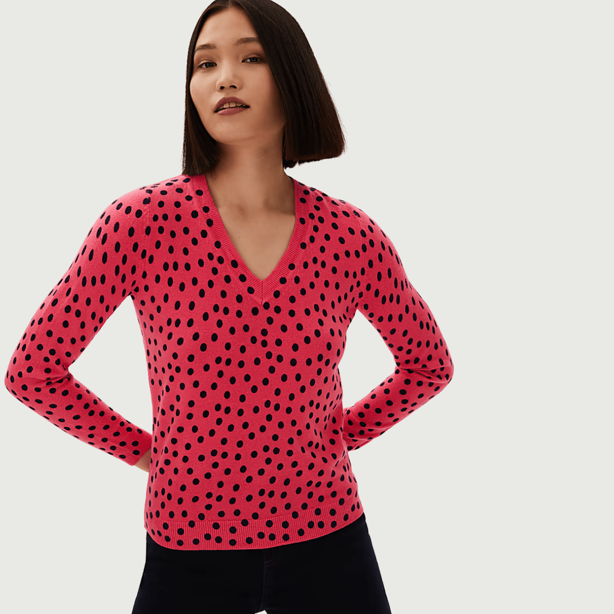 Ladies Super Soft Spot V Neck Jumper from You Know Who's