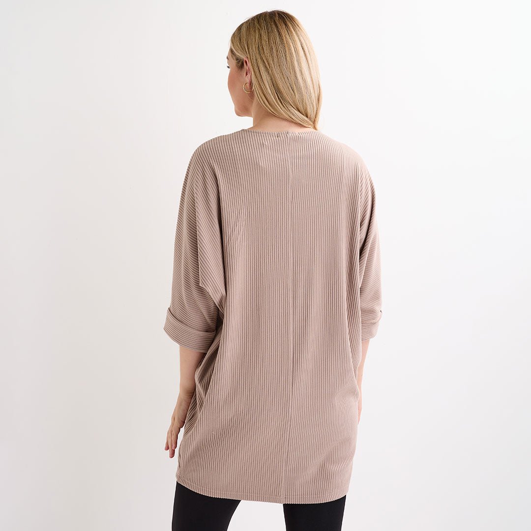 Ladies Taupe Cord Pocket Tunic from You Know Who's