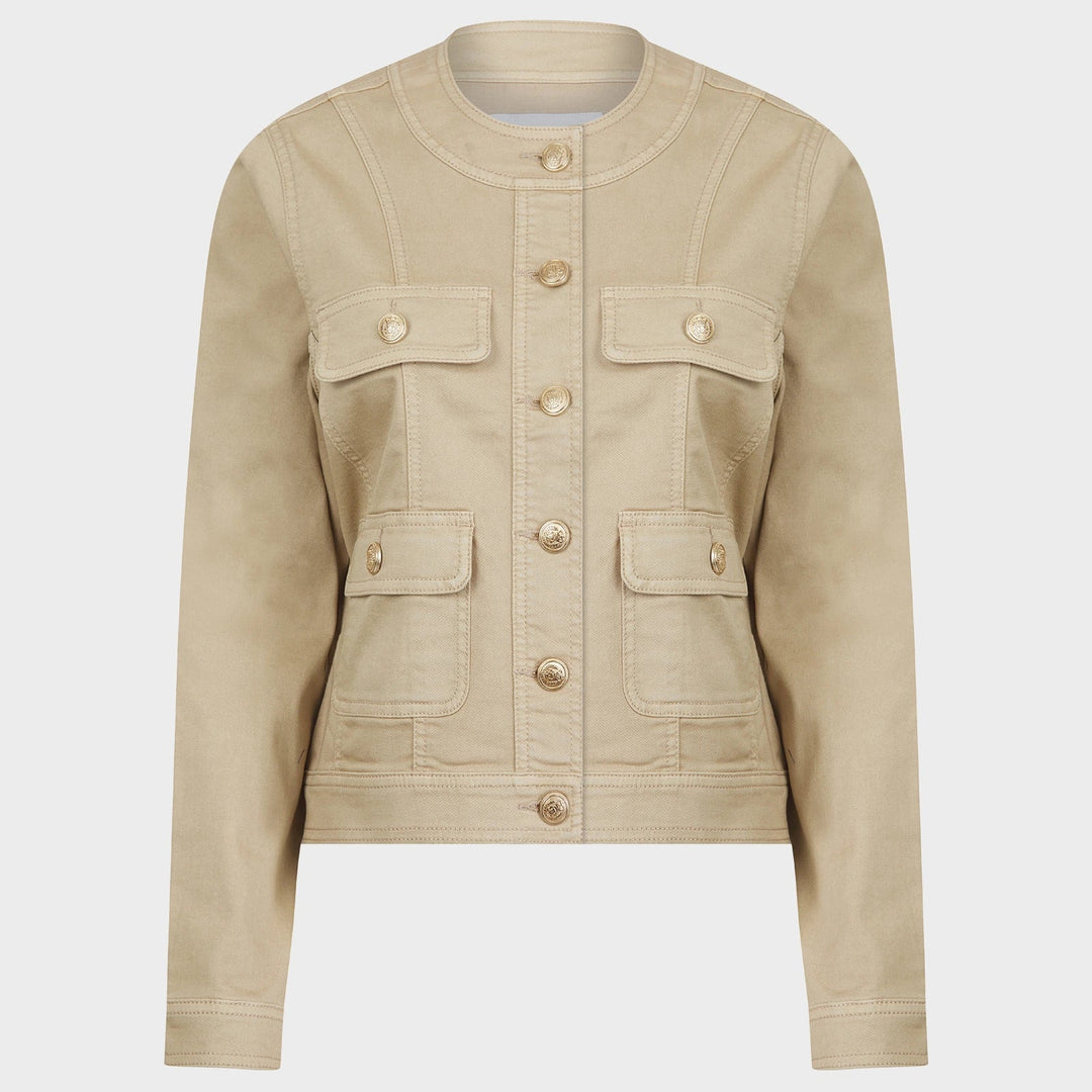 Ladies Taupe Stretch Denim Jacket from You Know Who's