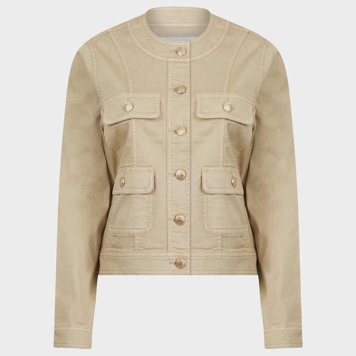 Ladies Taupe Stretch Denim Jacket from You Know Who's