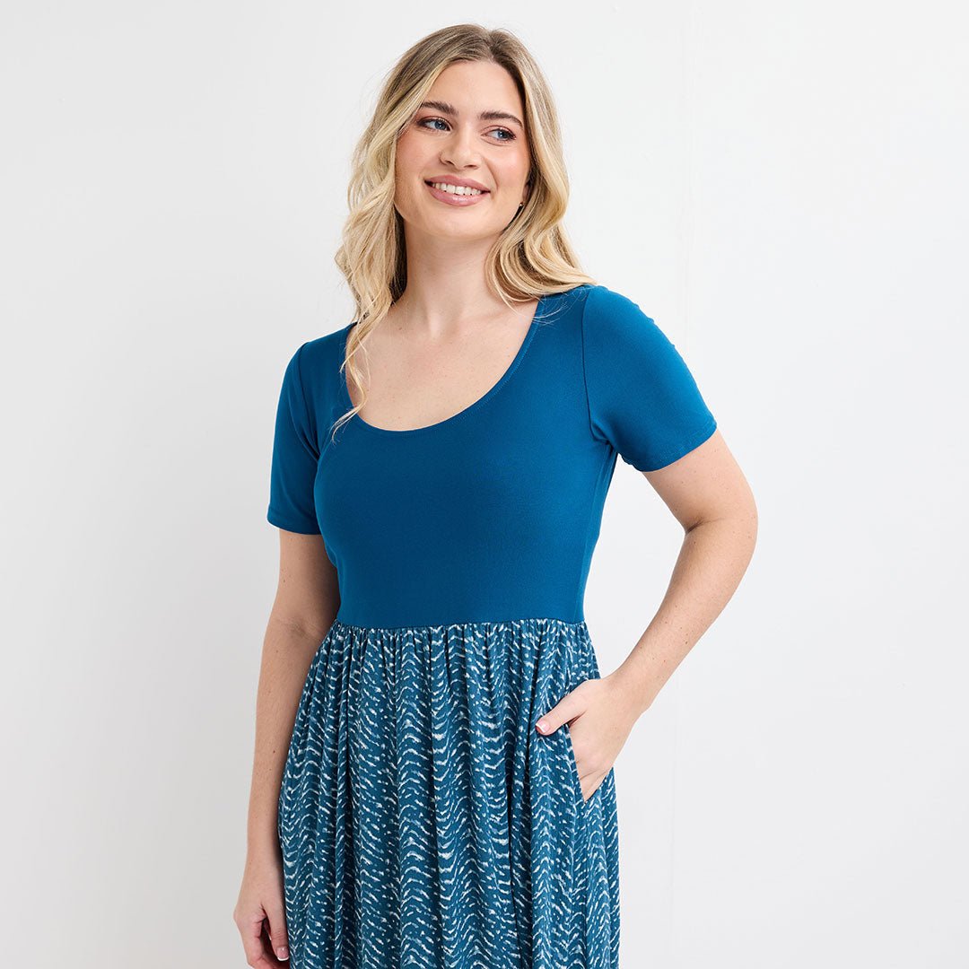 Ladies Teal Contrast Dress from You Know Who's
