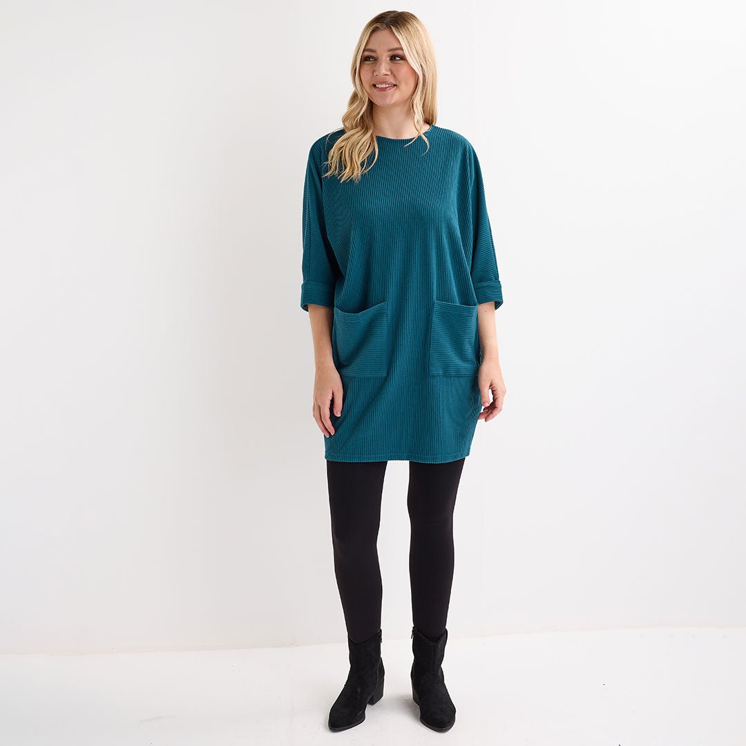 Ladies Teal Cord Pocket Tunic from You Know Who's