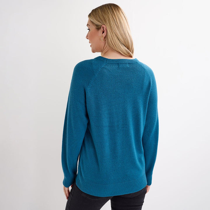 Ladies Teal Crew Cashlike Jumper from You Know Who's