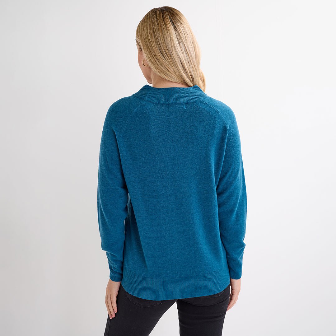 Ladies Teal Turtle Cashlike Jumper from You Know Who's