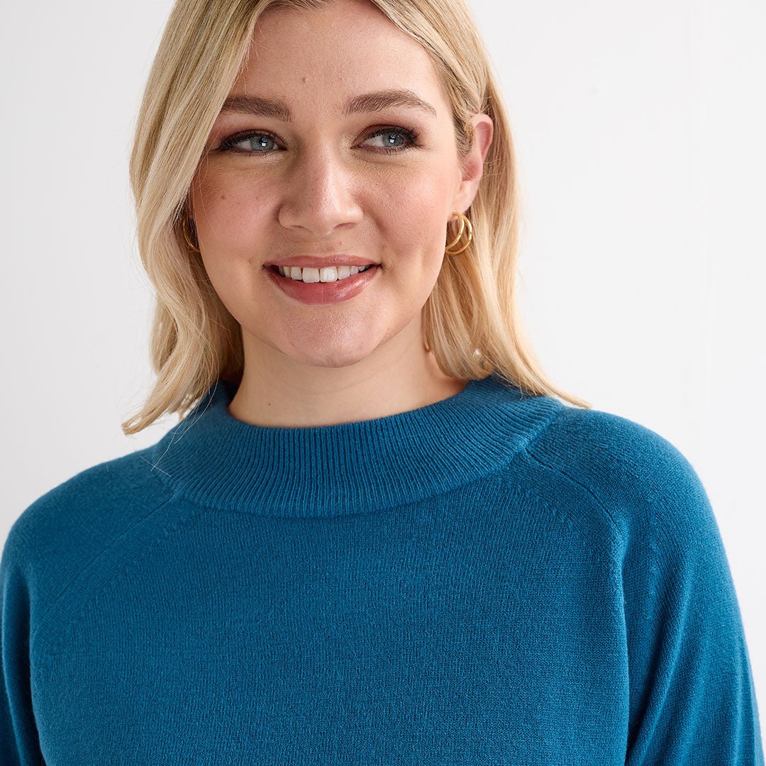 Ladies Teal Turtle Cashlike Jumper from You Know Who's