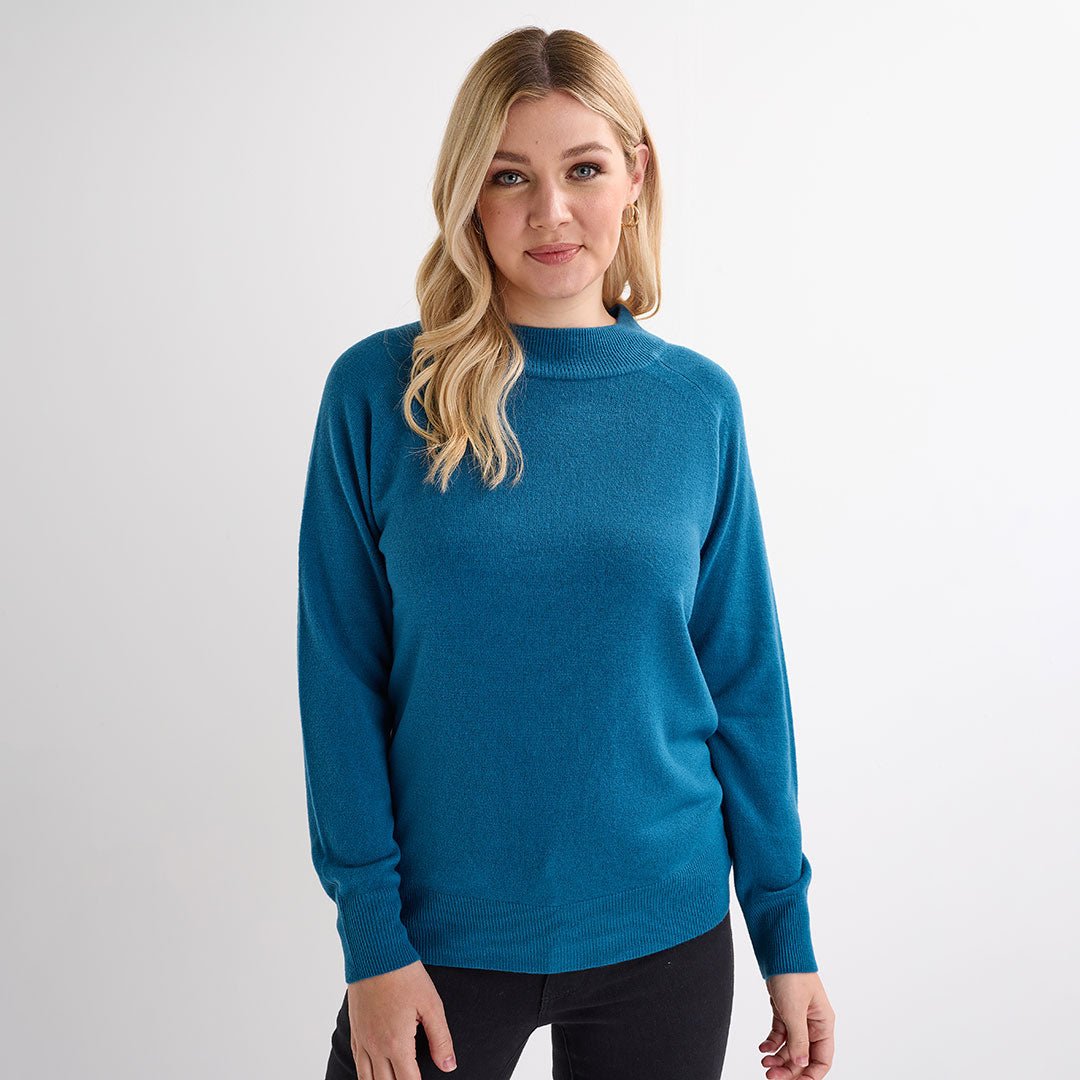 Ladies Teal Turtle Cashlike Jumper from You Know Who's