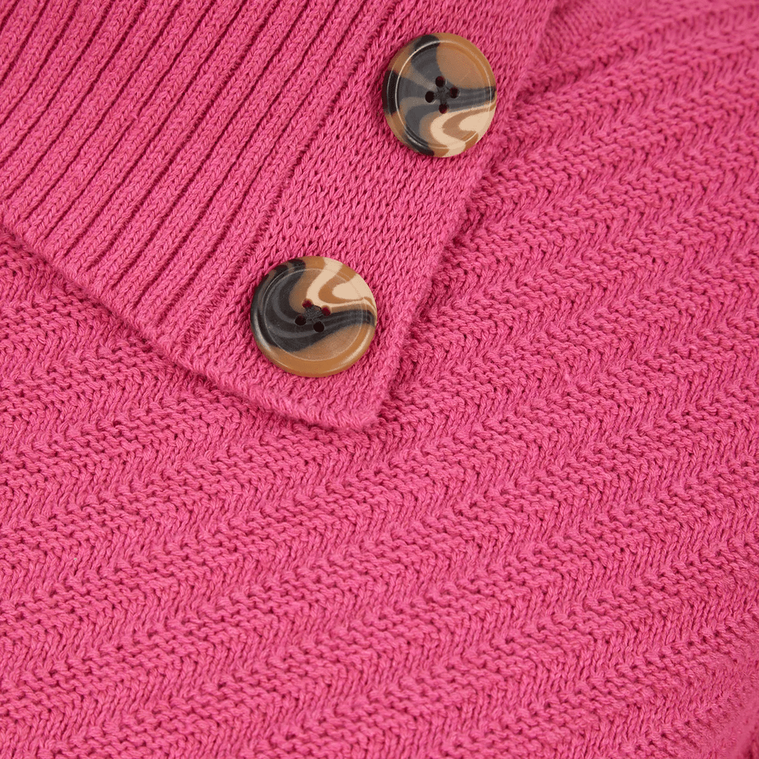 Ladies Textured Button Neck Jumper from You Know Who's