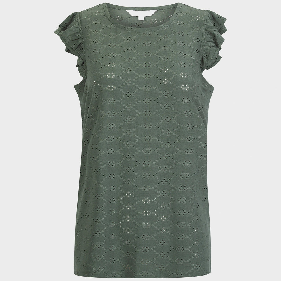 Ladies Thyme Flower Ruffle Sleeve Top from You Know Who's