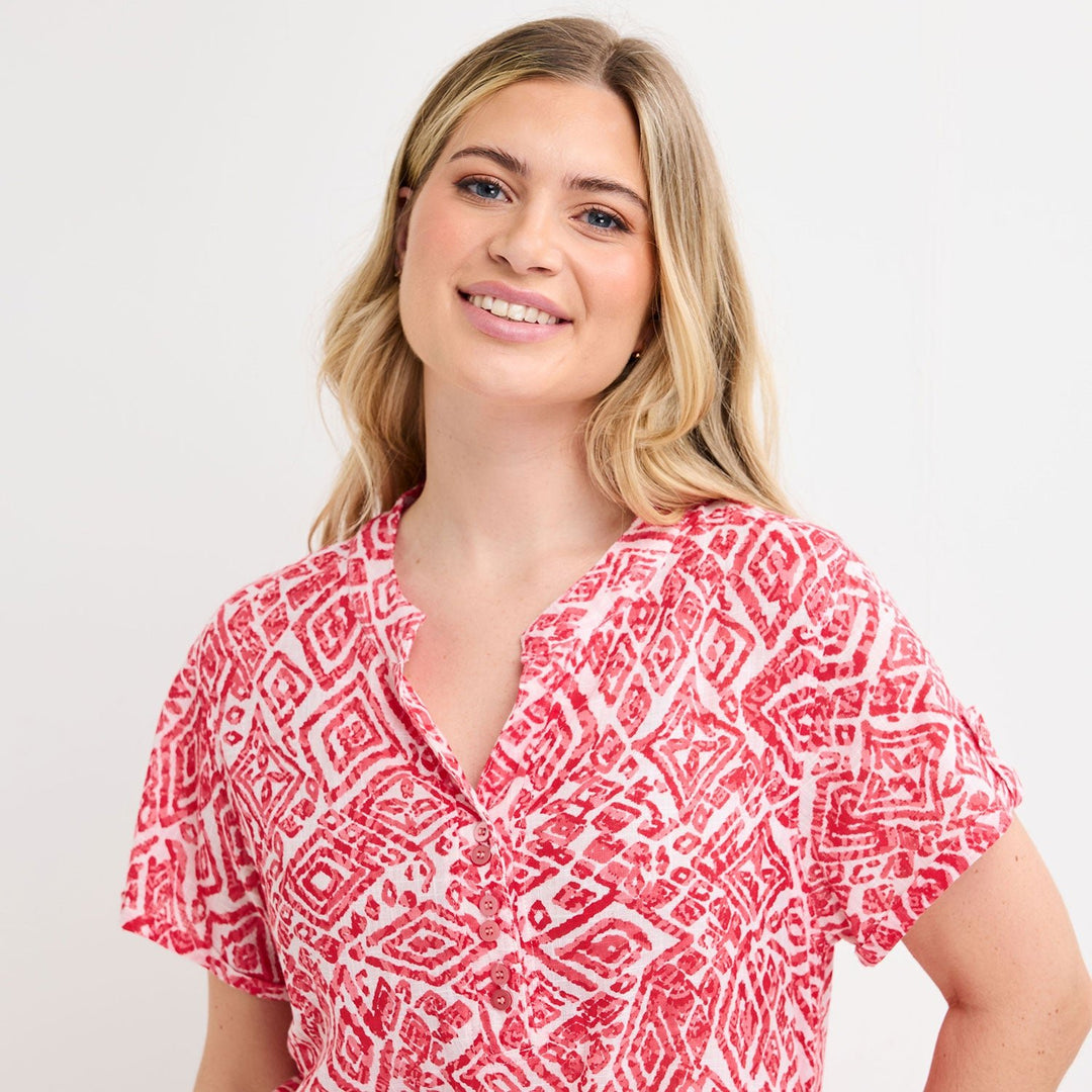 Ladies V - Neck Button Top from You Know Who's