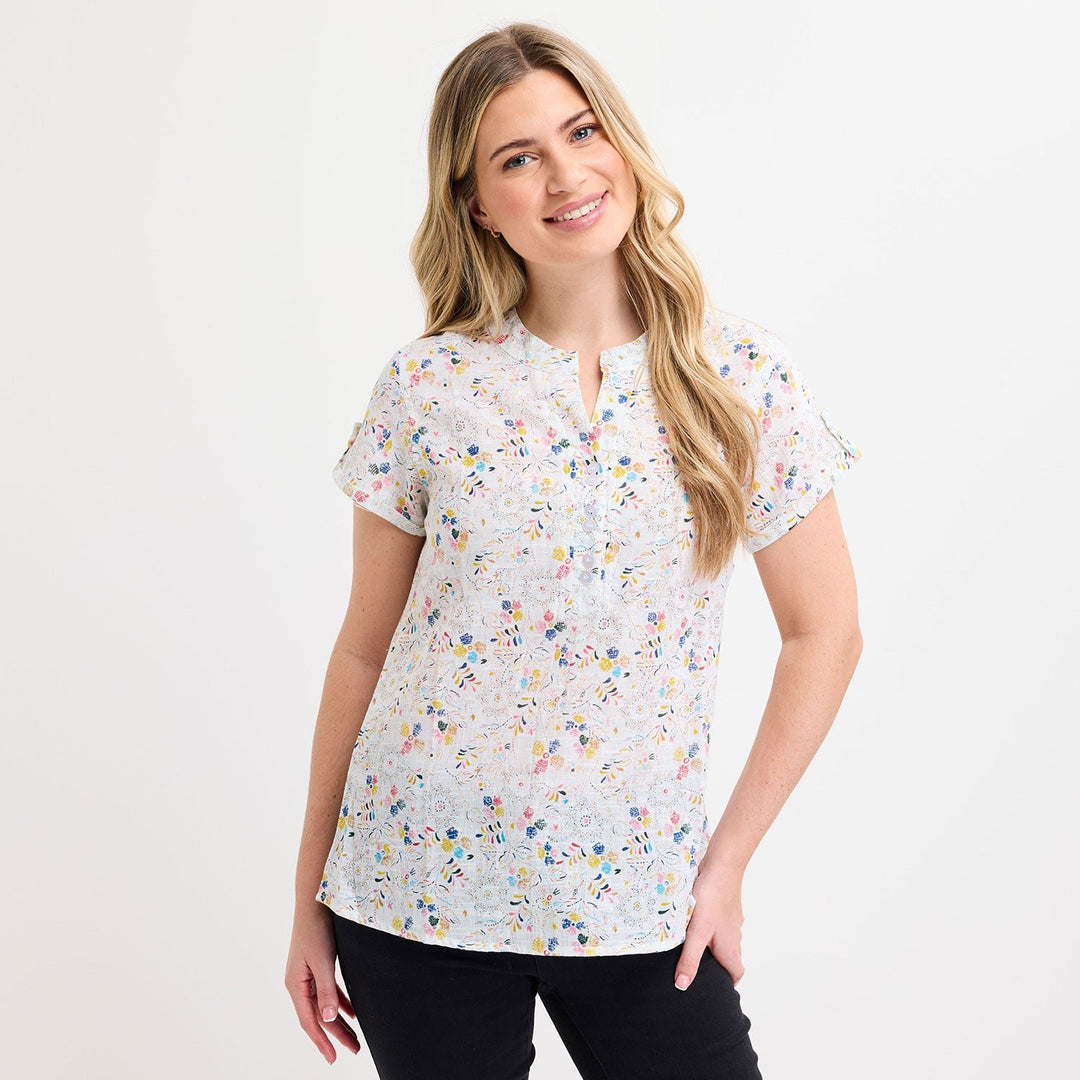 Ladies V - Neck Button Top from You Know Who's