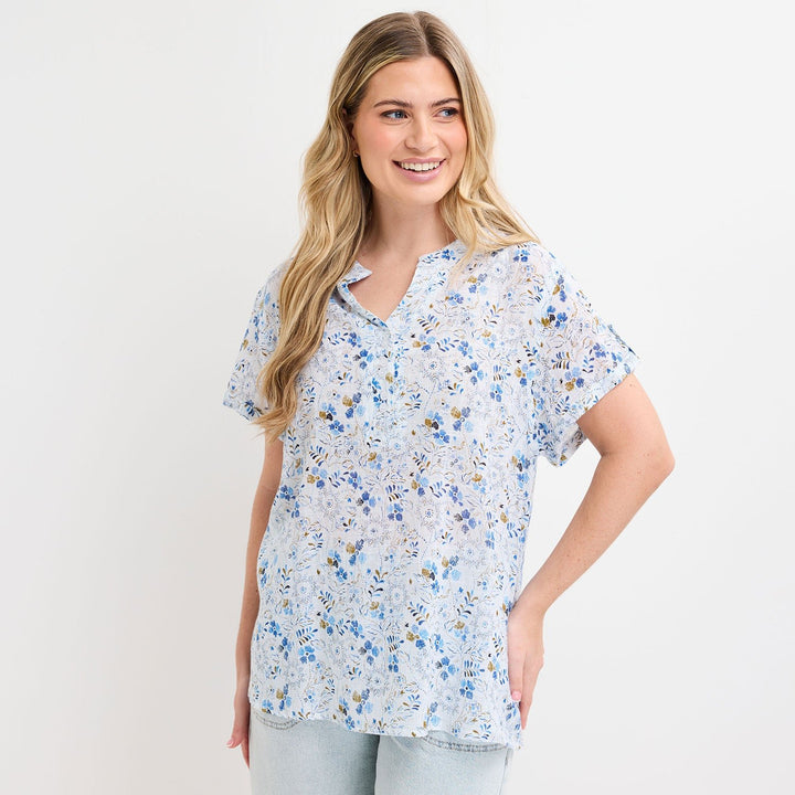 Ladies V - Neck Button Top from You Know Who's