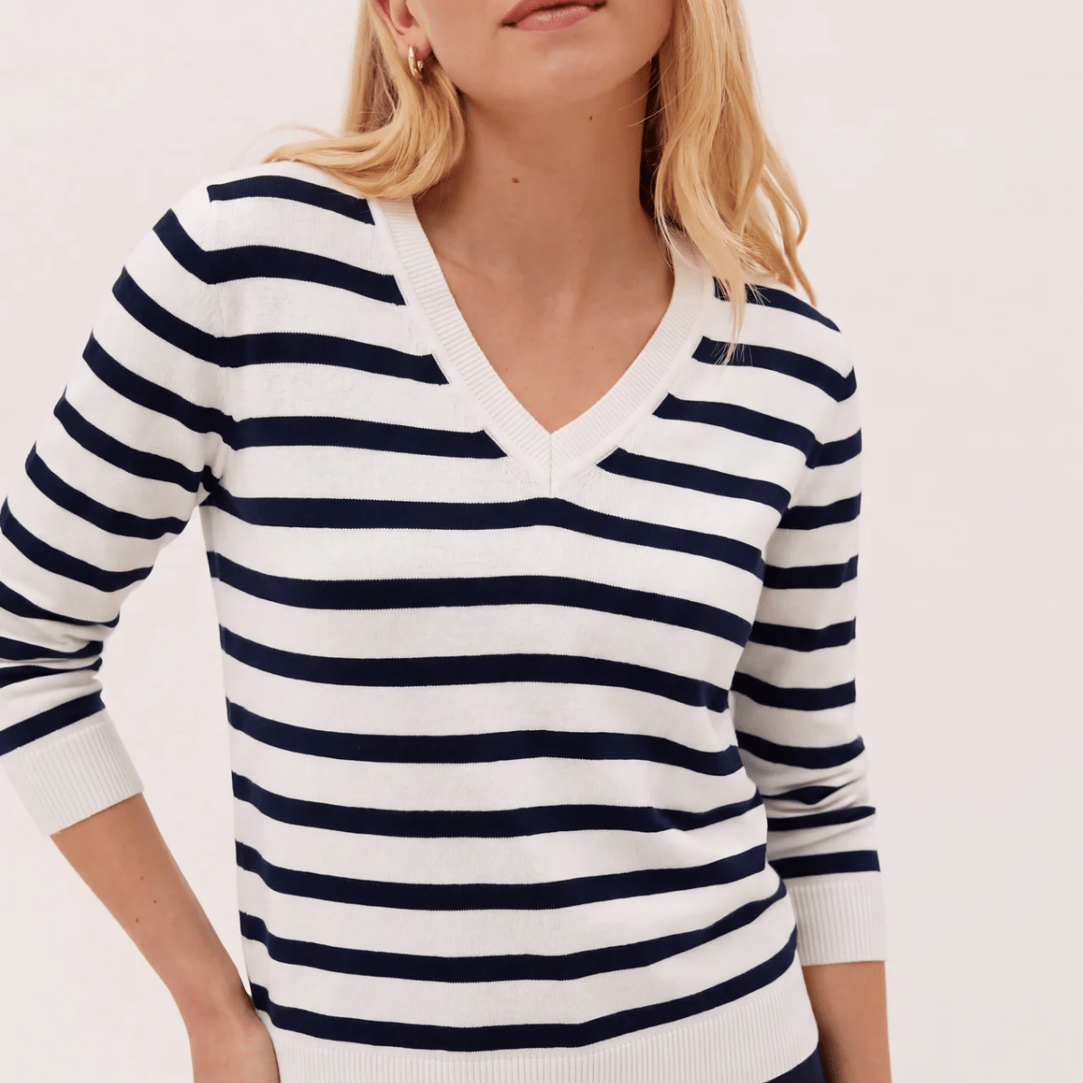 Ladies V Neck Stripe Jumper from You Know Who's