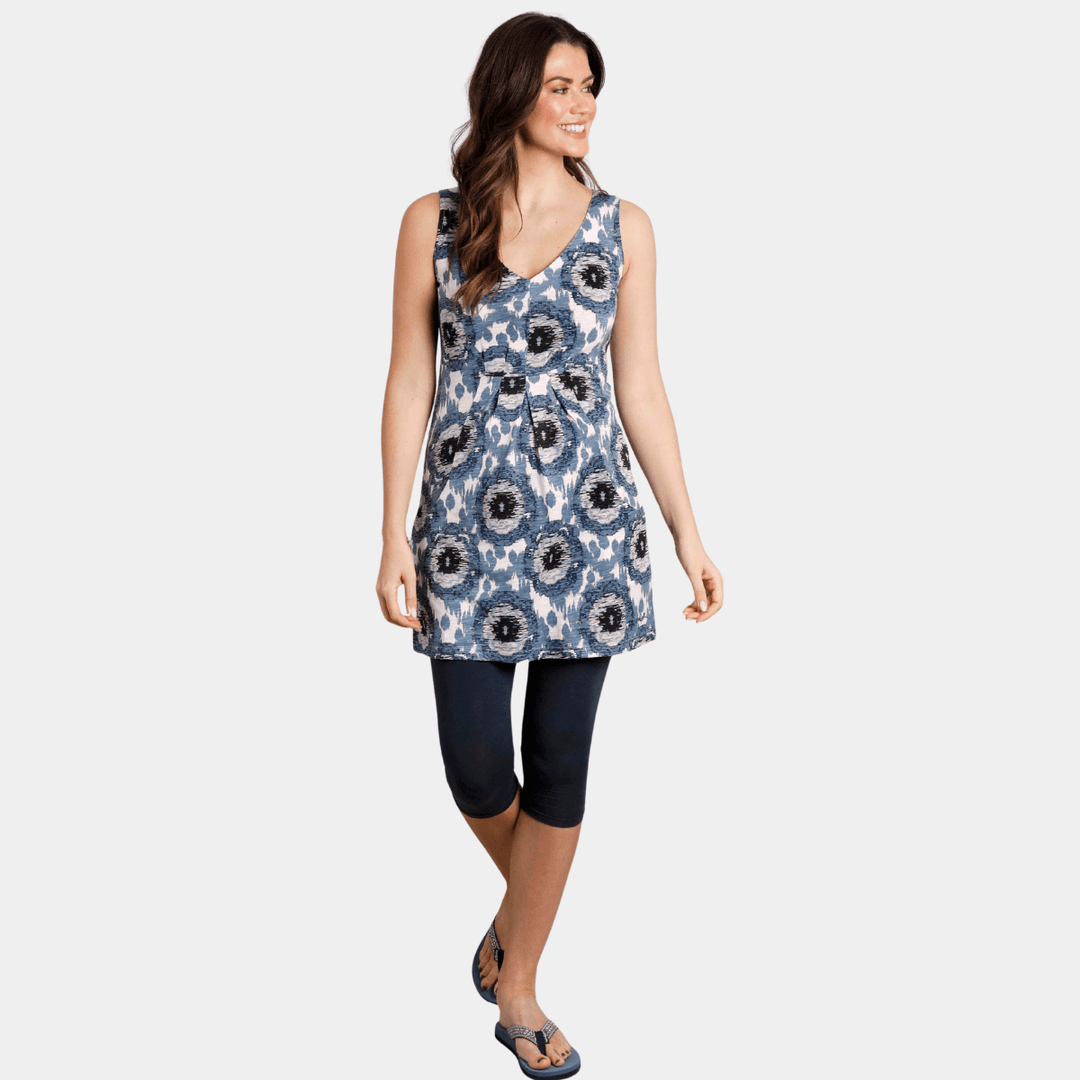 Ladies V - Neck Tunic Blue Abstract from You Know Who's