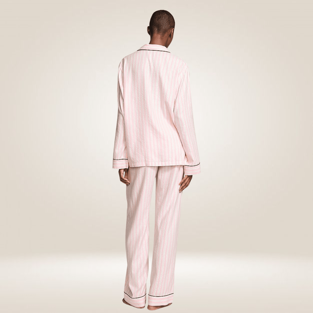 Ladies VS Pink Stripe Gold Lurex Pyjamas from You Know Who's