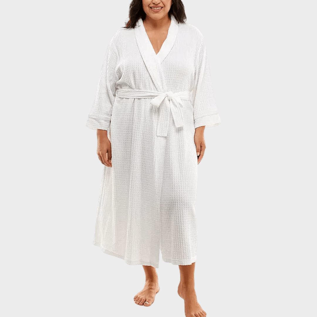 Ladies Waffle CB Dressing Gown White from You Know Who's