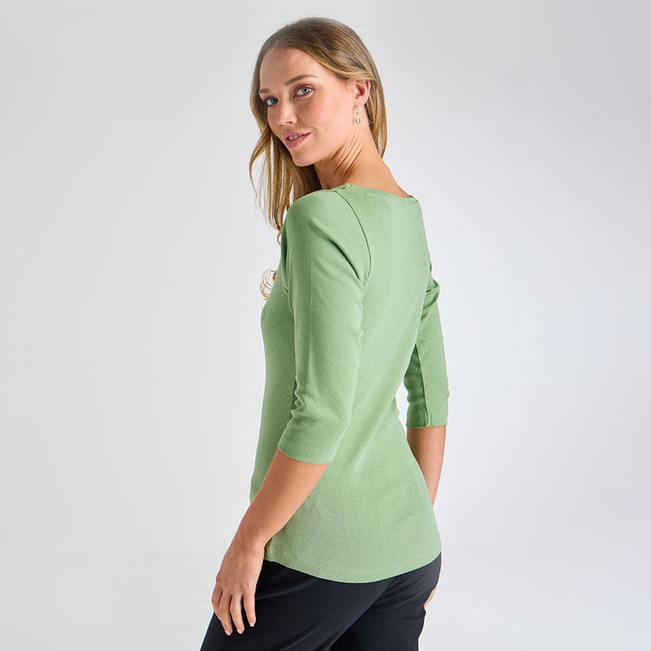 Ladies Watercress 3/4 Sleeve Slash Neck Top from You Know Who's