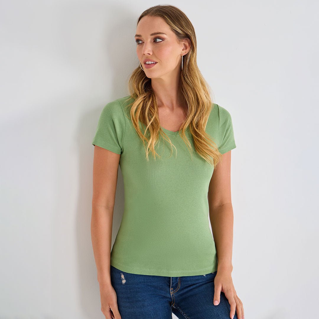 Ladies Watercress V Neck T - Shirt from You Know Who's