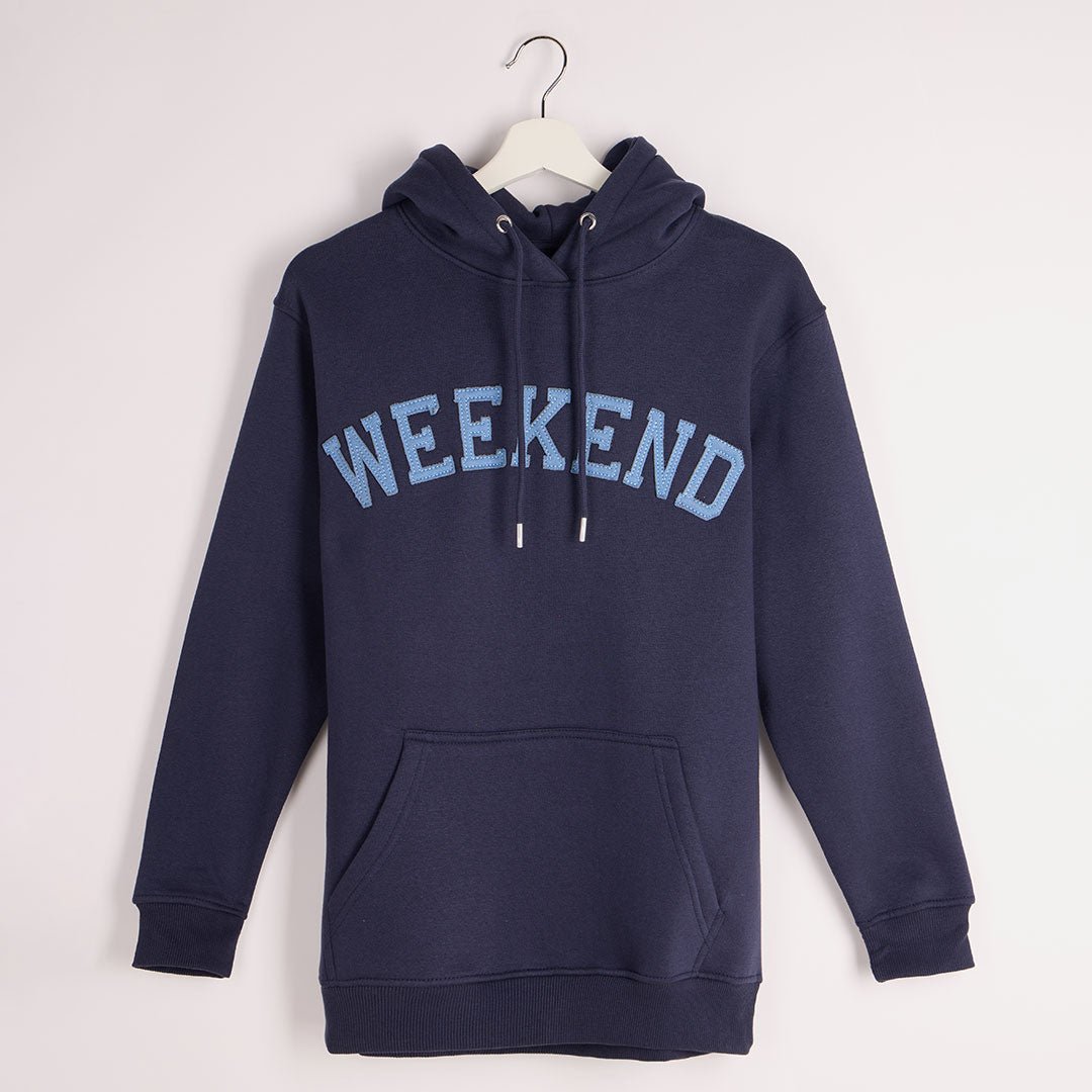 Ladies Weekend Slogan Hoodie Navy from You Know Who's