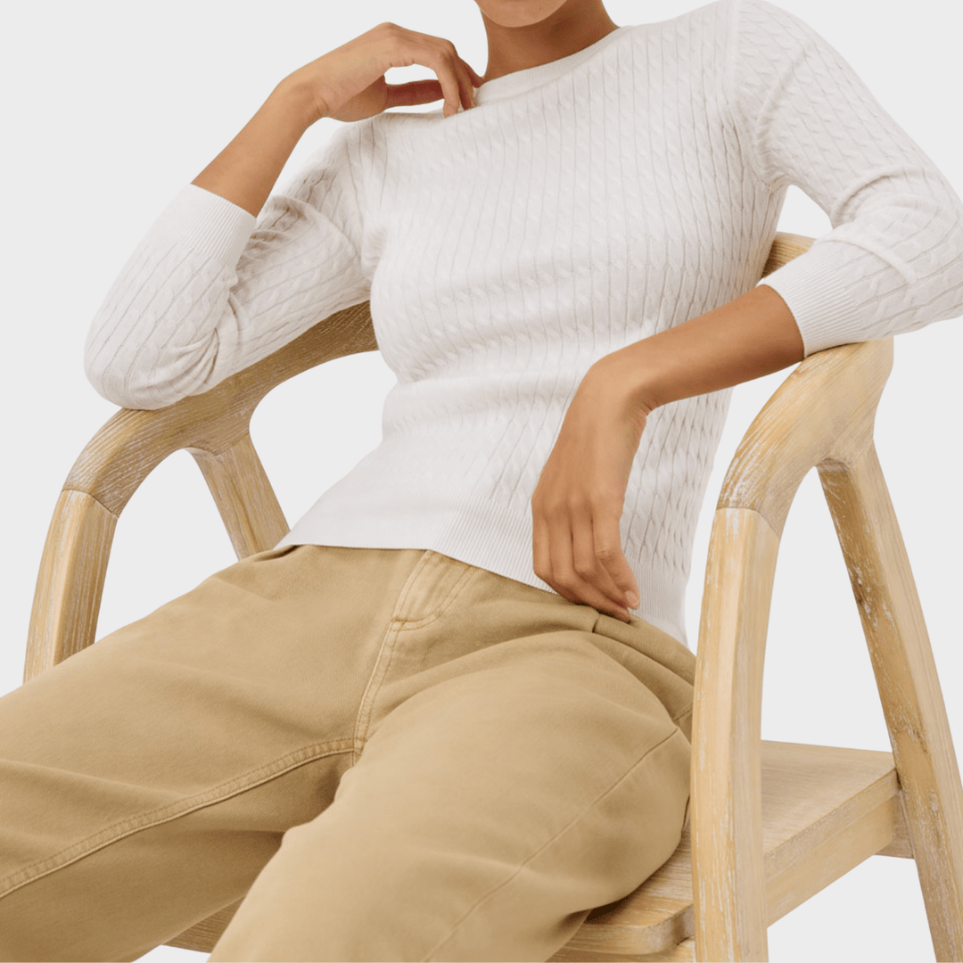 Ladies White Baby Cable Knit Jumper from You Know Who's