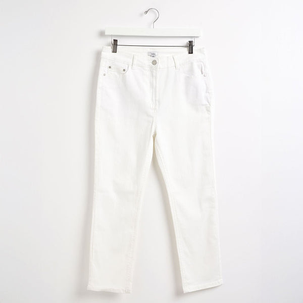Ladies White Colour Crop Jean from You Know Who's