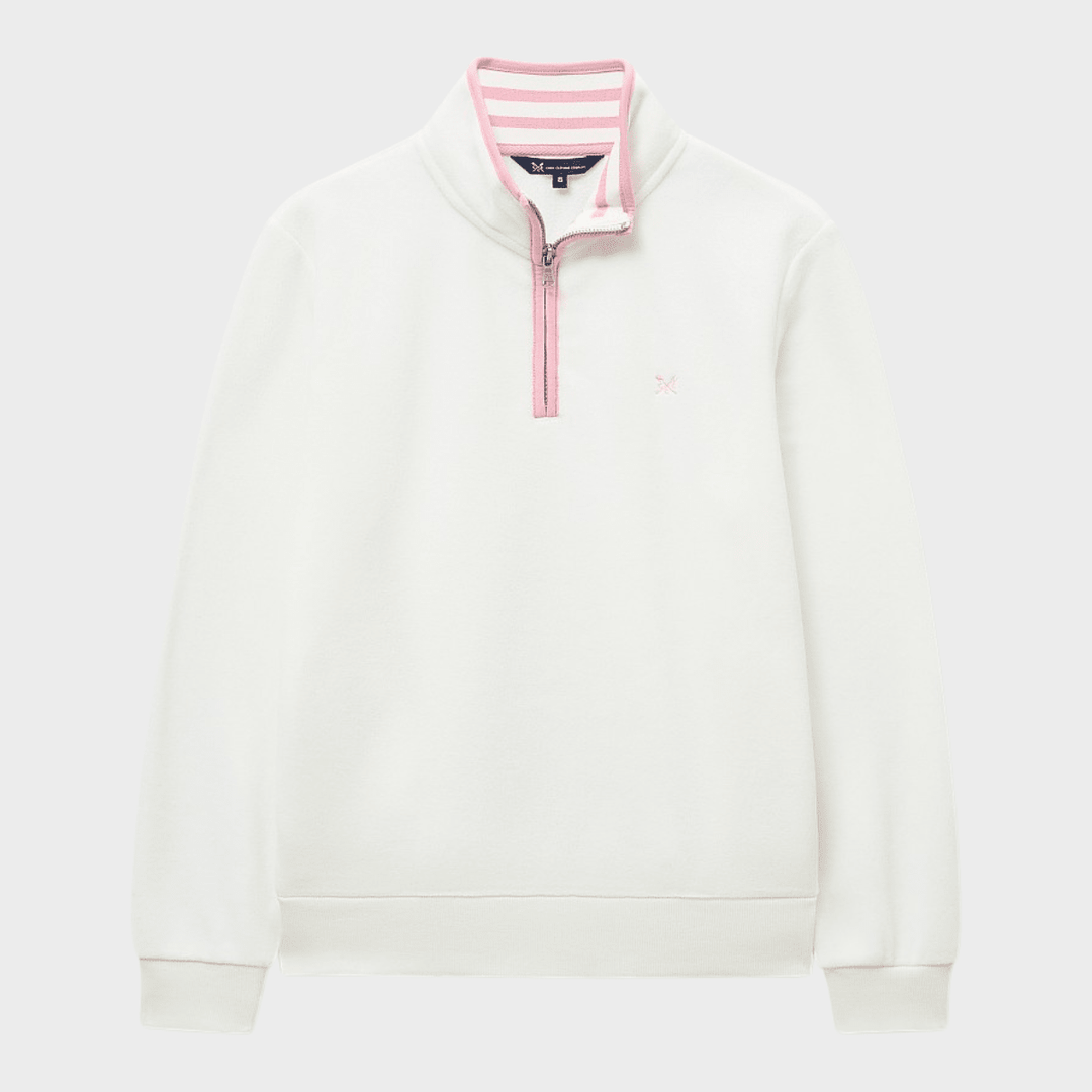 Ladies White Crew 1/4 Zip Fleece from You Know Who's