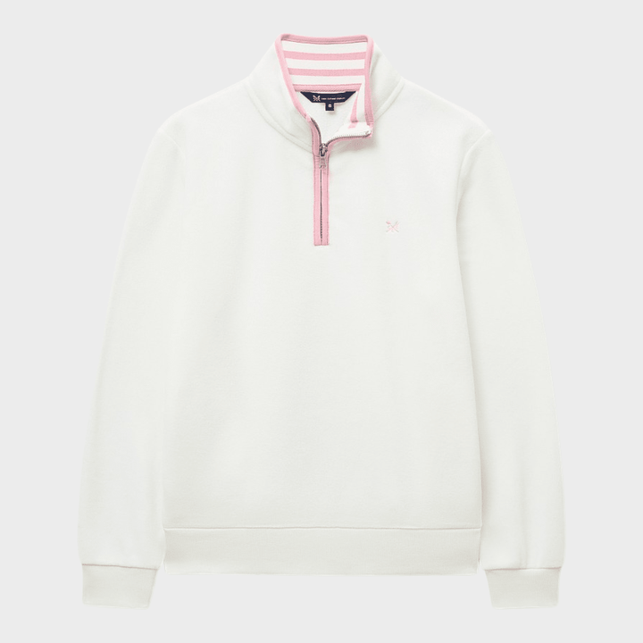 Ladies White Crew 1/4 Zip Fleece from You Know Who's