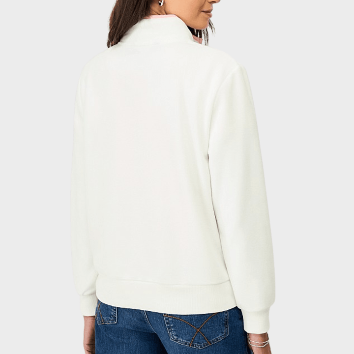 Ladies White Crew 1/4 Zip Fleece from You Know Who's